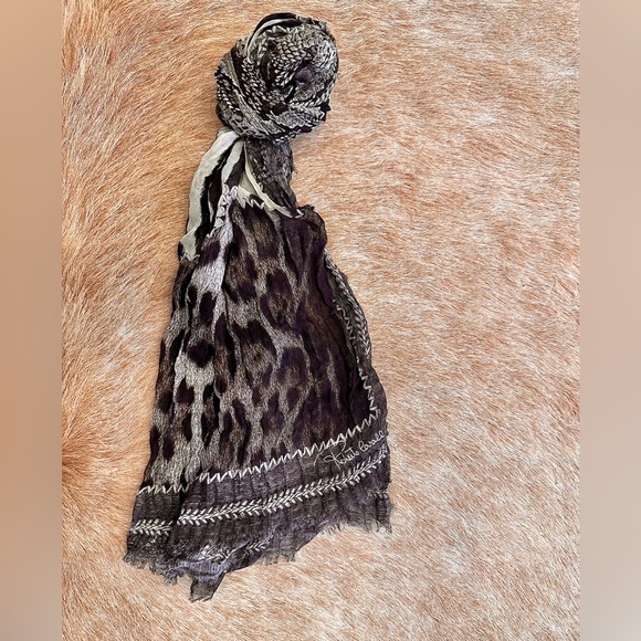 NWOT Roberto Cavalli Brown mixed animal prints scarf/head scarf - Picture 3 of 13